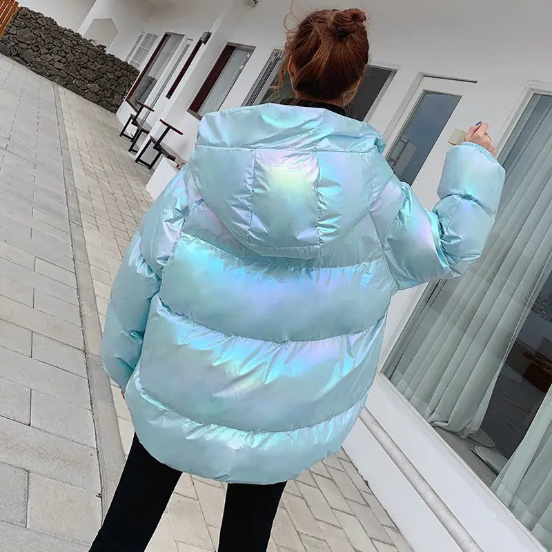 Lovemi - Veste courte brillante en coton coloré Laser Bread