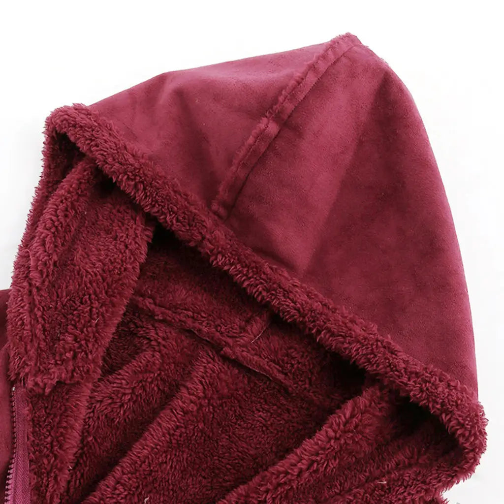 Lovemi - Winter Pocket Warm Plush Hooded Coat