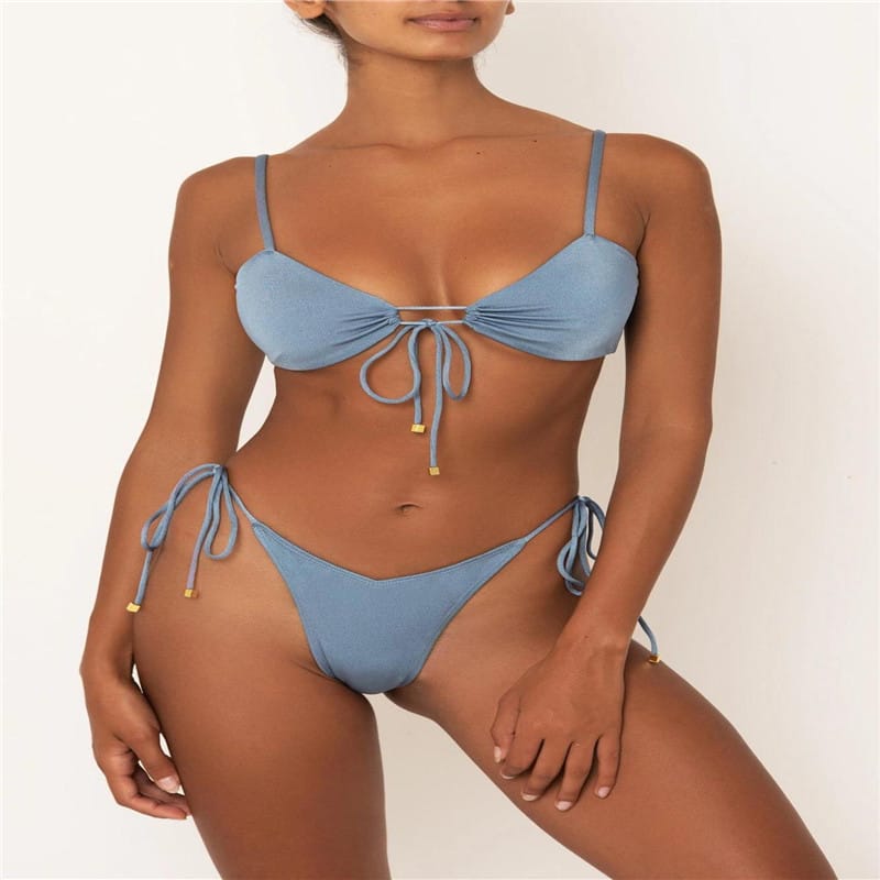 Lovemi – geteilter Bikini mit einfarbigem Träger