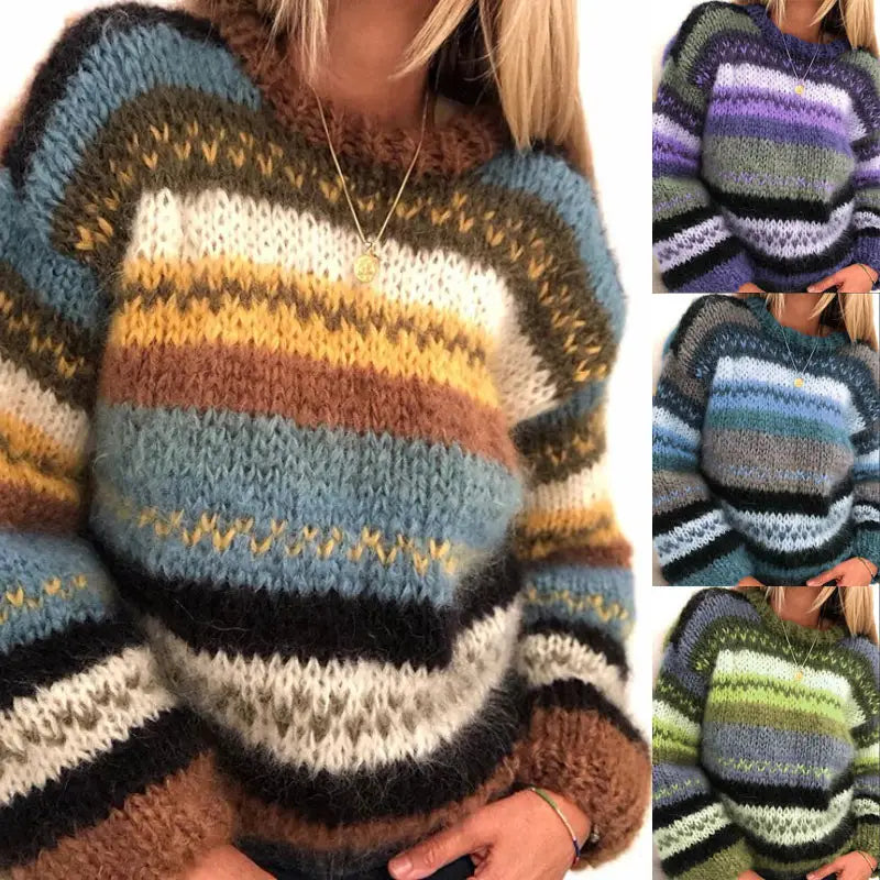 Lovemi - Rainbow sweater casual warm sweater