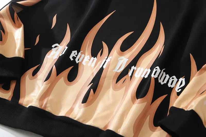 Lovemi - Sweat-shirt de sport à imprimé flamme pour hommes et femmes
