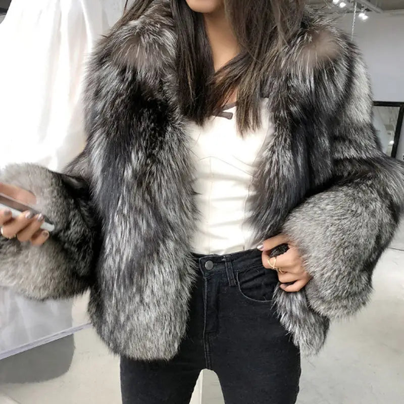 Lovemi - Women’s Fur Coat Short Fashion Imitation Fox Autumn