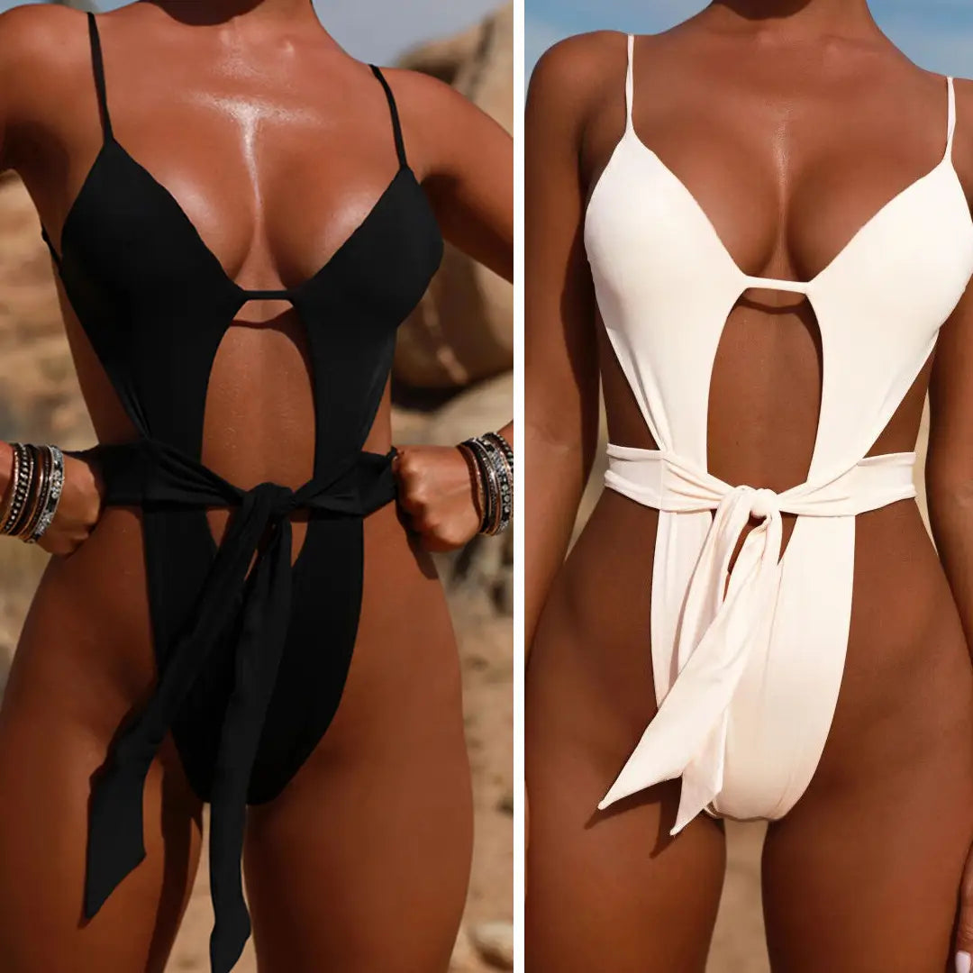 Lovemi – Sexy einfarbiger Bikini-Badeanzug mit Rückenträgern