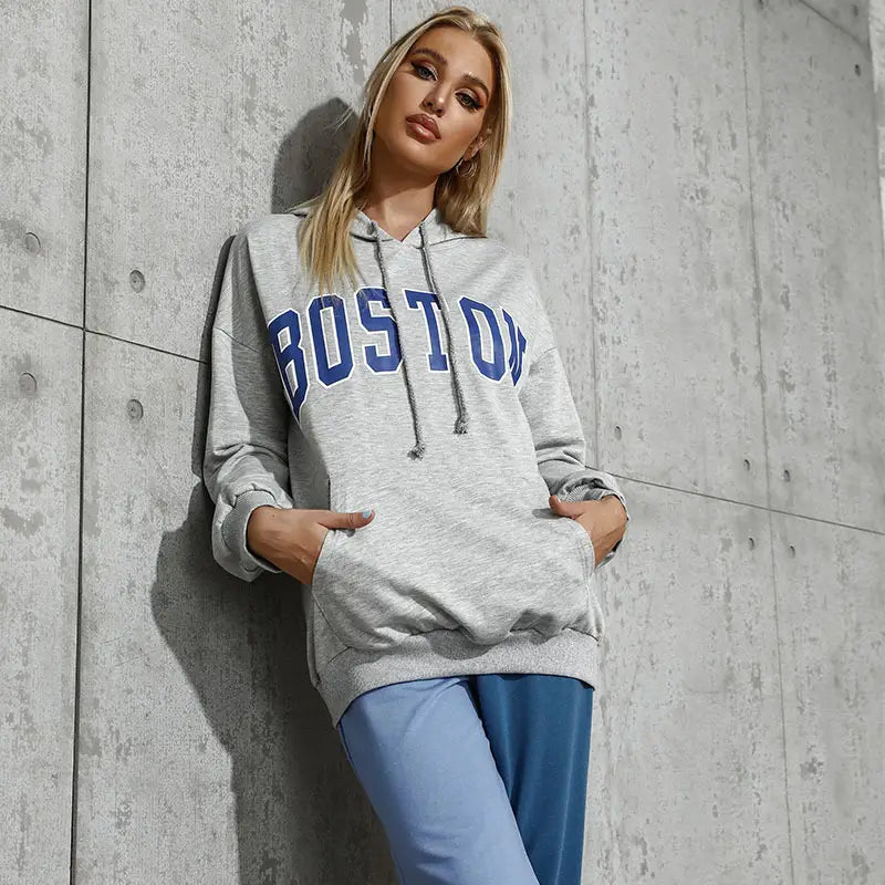 Lovemi - Casual Hooded Trendy Letter Sweater