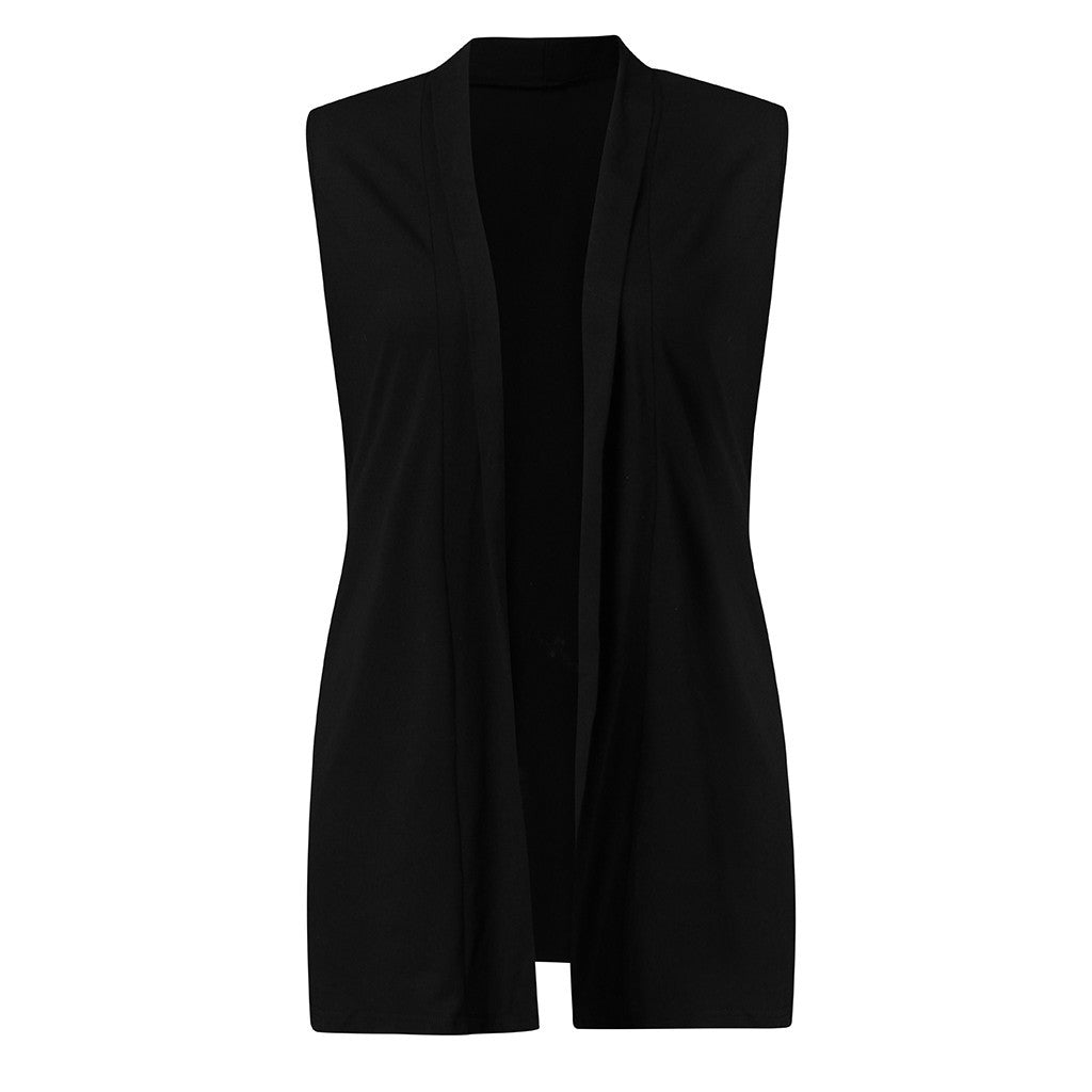 Lovemi - Sleeveless Shawl Vest Vest Plus Size Top