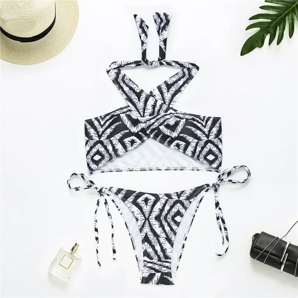 Lovemi – Modischer Cross-Split-Bikini-Badeanzug für Damen