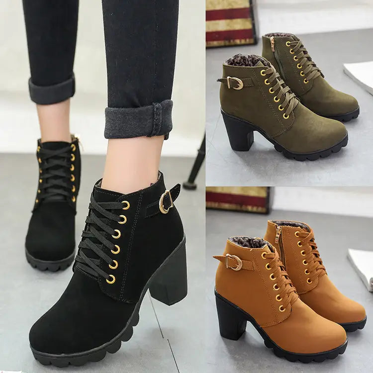 Cuculus New Spring Winter Women Boots High Quality Solid