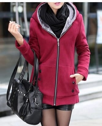 Lovemi - Cardigan Plush Hooded Sweater Women’s Coat