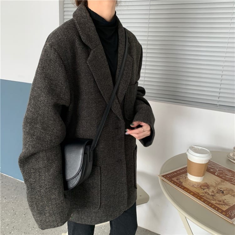 Lovemi - Manteau de costume à deux boutons avec poche