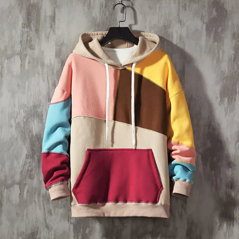 Lovemi - Fleece Casual Loose Color-blocking Pullover Top