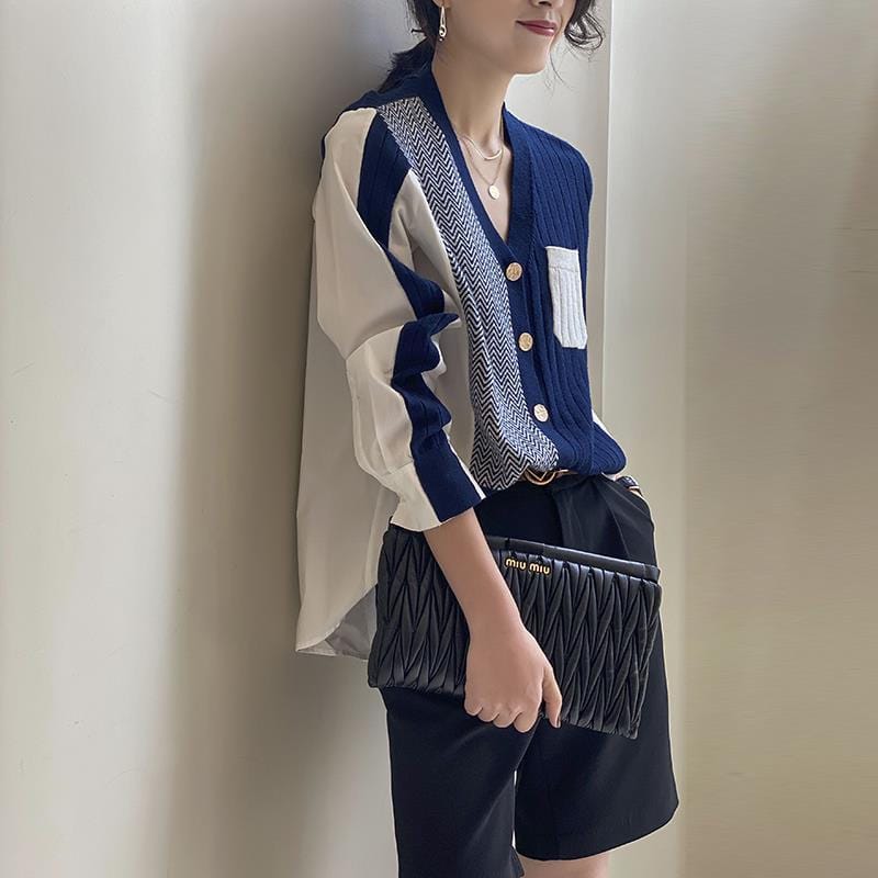 Lovemi - Women’s V-neck Loose Shirt Fashion Knit Cardigan
