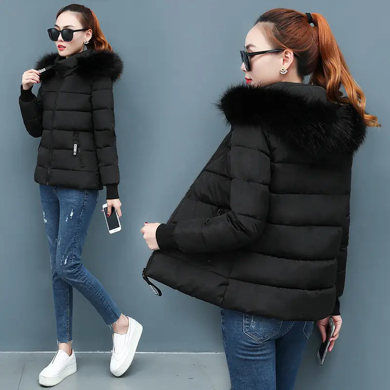 Lovemi - Ladies large fur collar padded down jacket