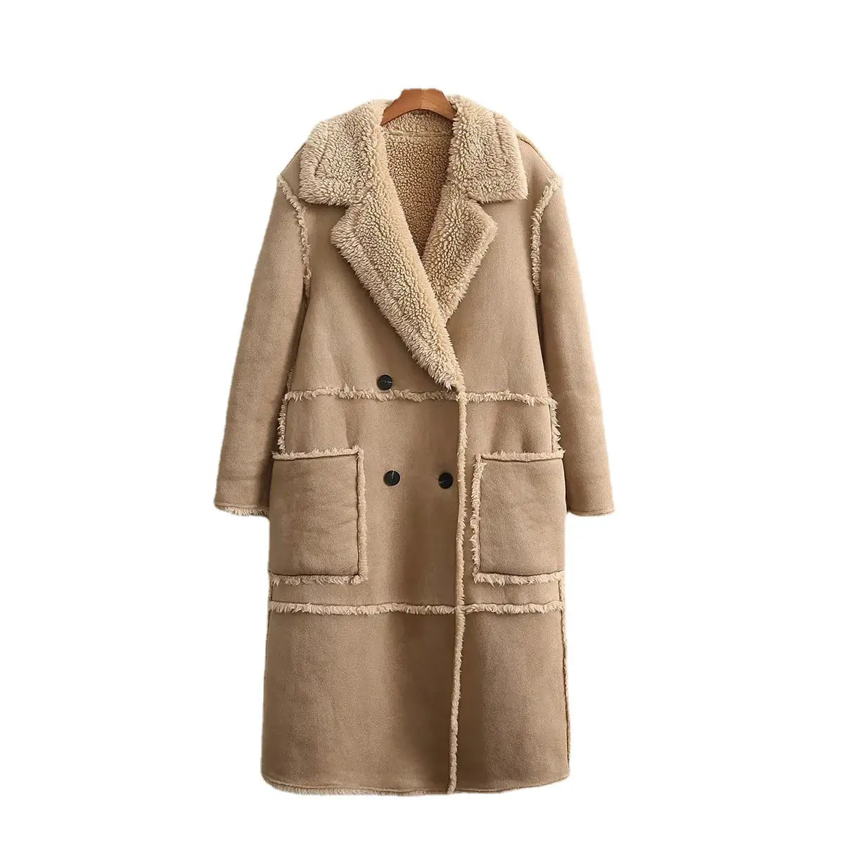 Lovemi - Personality Stitching Fleece Coat Coat Autumn