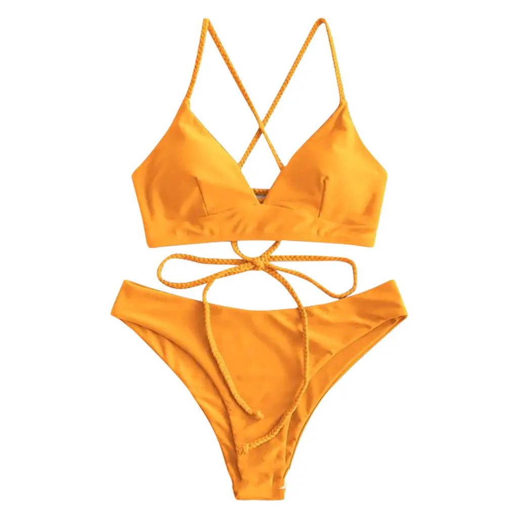 Lovemi - Maillot de bain sexy à bretelles bikini couleur unie