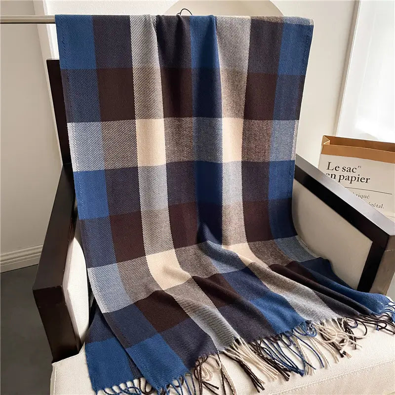 Men’s And Women’s Thickened Warm Plaid Scarves