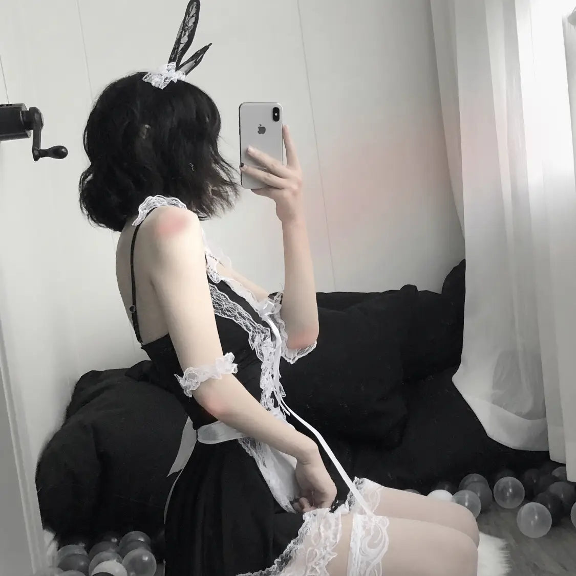 Lovemi – Sexy Dienstmädchen-Outfit mit Hasenohren-Dienstmädchen-Dessous