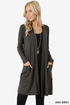 Lovemi – Einfacher Mantel mit langen Ärmeln und mittellanger Strickjacke für Damen