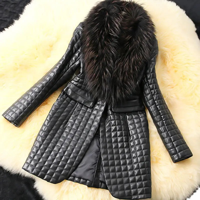 Lovemi - Ladies mid-length faux fur coat