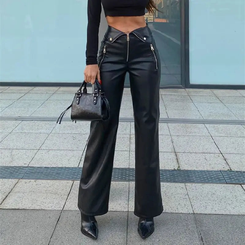 Lovemi - High Waist Straight Loose Wide Leg Casual Pants