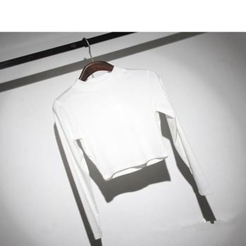 Lovemi – Enges T-Shirt mit hoher Taille und langen Ärmeln