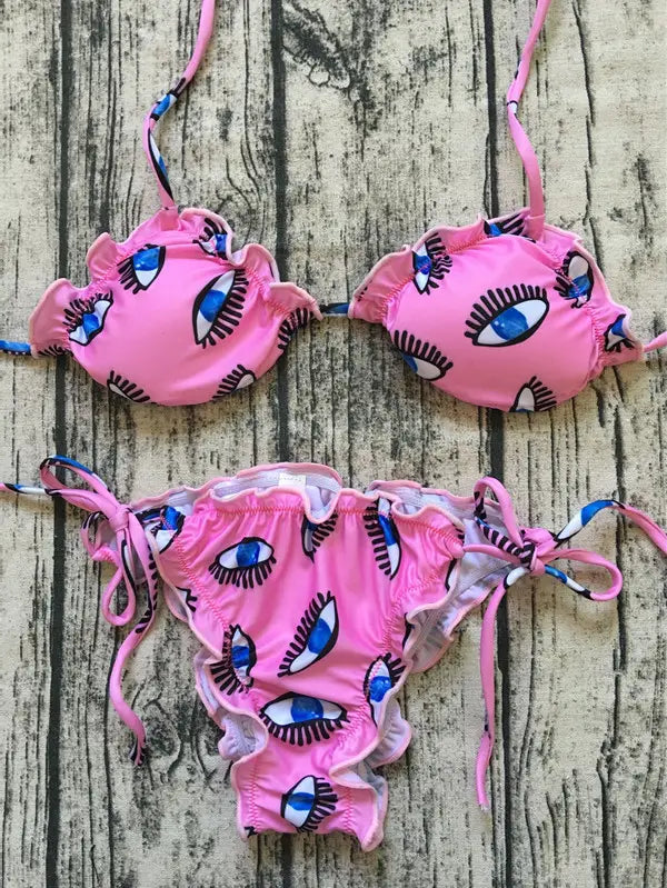 Lovemi - Bikini imprimé yeux pour femme