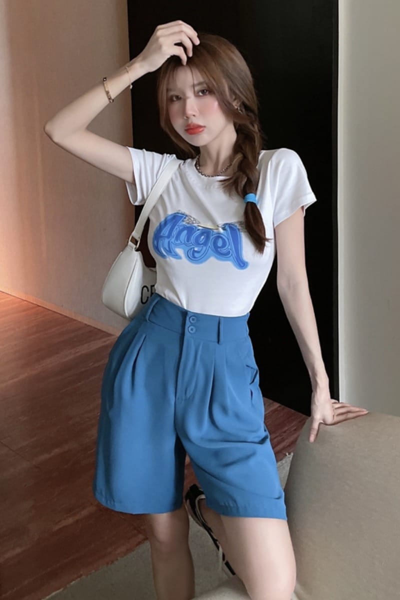 Lovemi – Summer New Girl T-Shirt mit kleinem Print, kurzes Oberteil