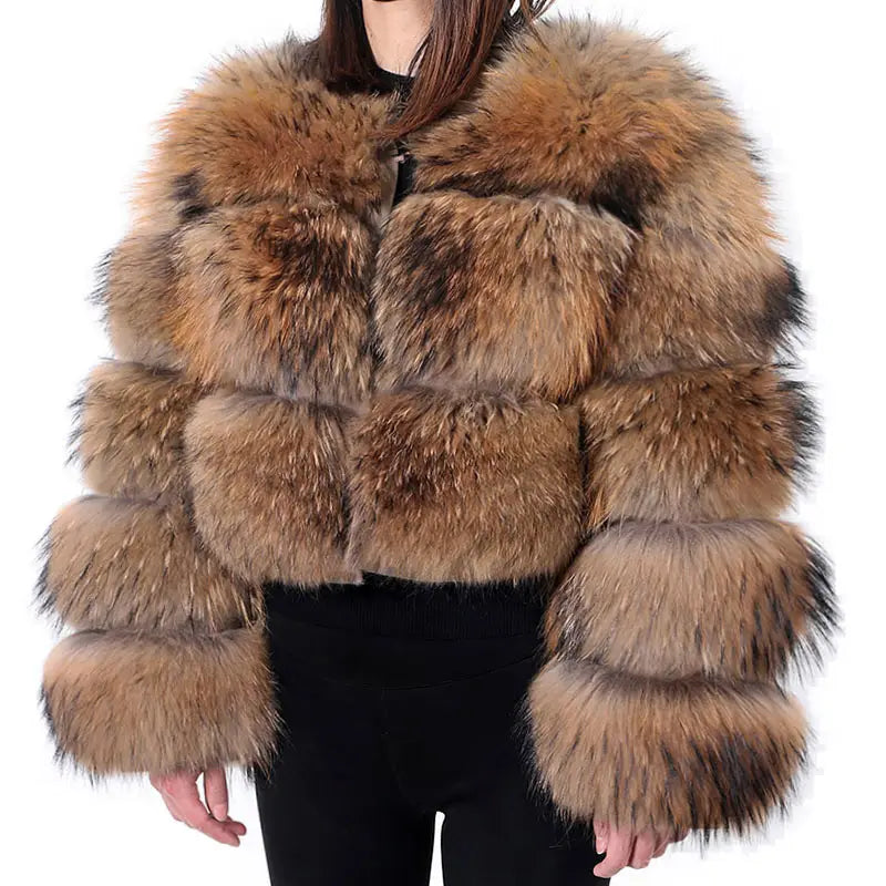 Lovemi - Women’s Fashionable Fox Fur Splicing Short Coat