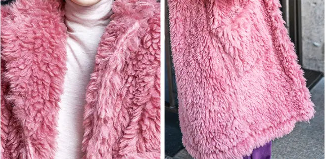 Lovemi - Manteau en peluche chaud à la mode pour dames automne hiver