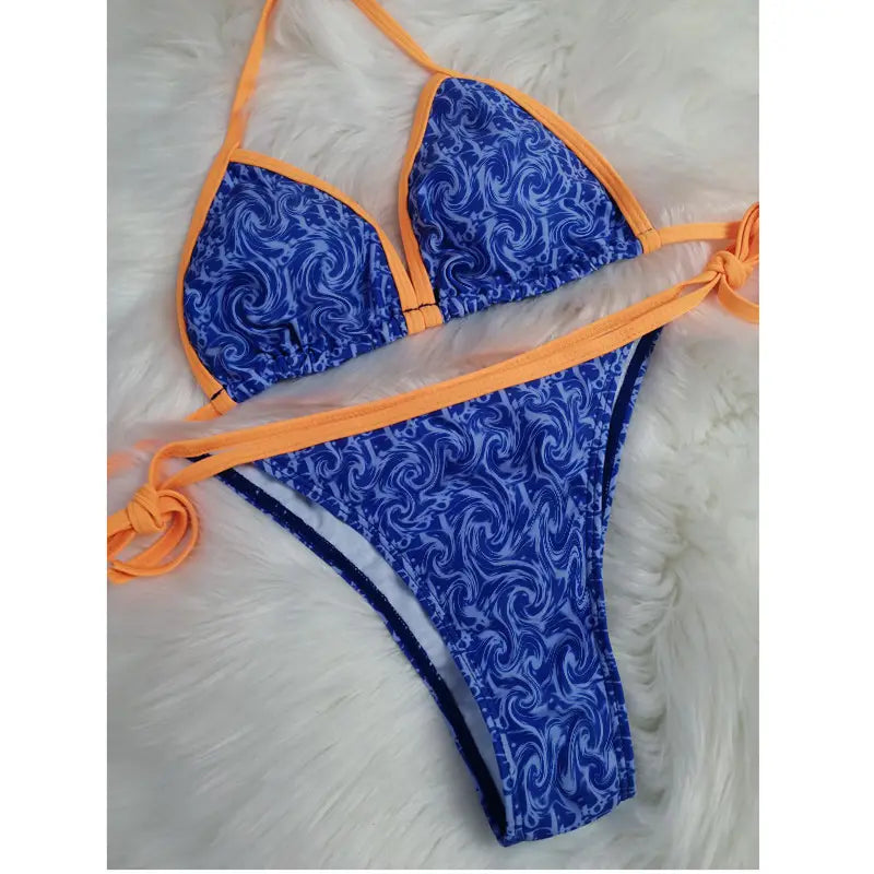 Lovemi - Color split swimsuit triangle bikini