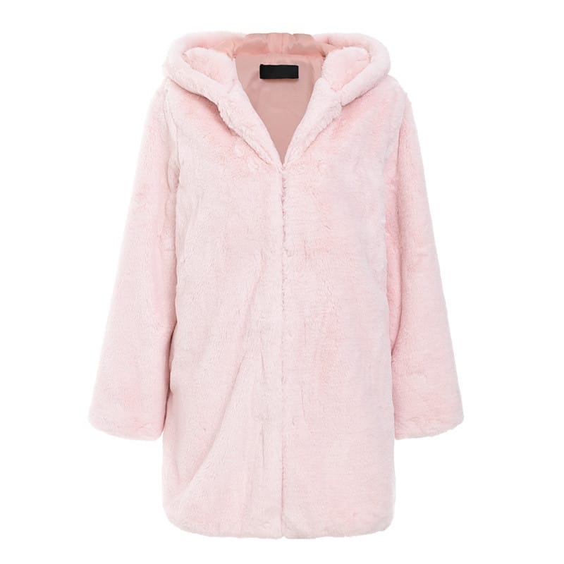 Lovemi - Manteau de fourrure à capuche en peluche en fausse fourrure Manteau moelleux pour femme