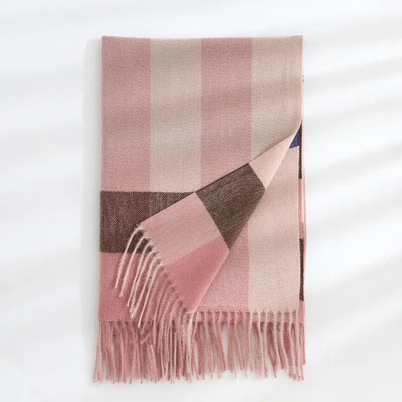 Women’s Thickened Warm Cashmere Like Check Printed Scarf