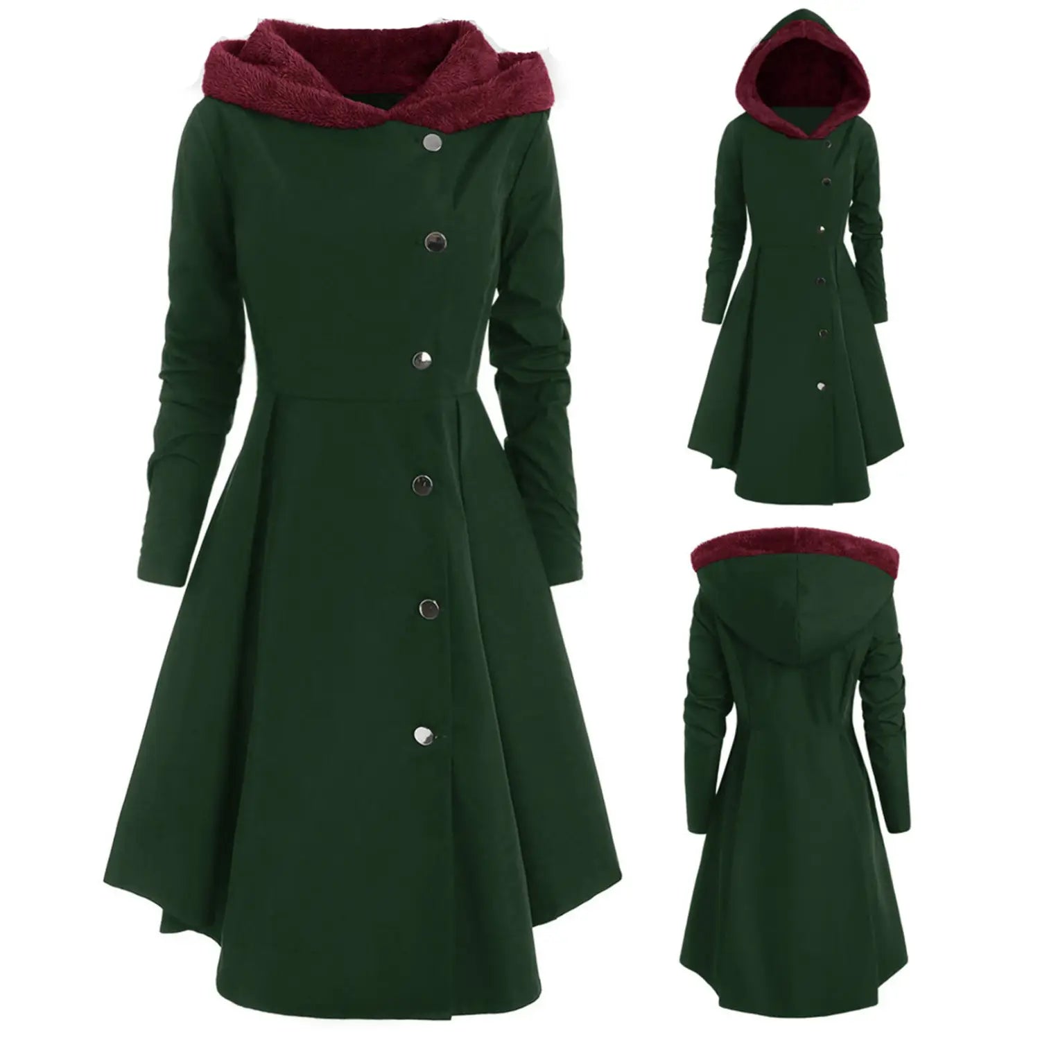 Lovemi - Manteau à capuche long Bombshell Christmas Trench pour femme