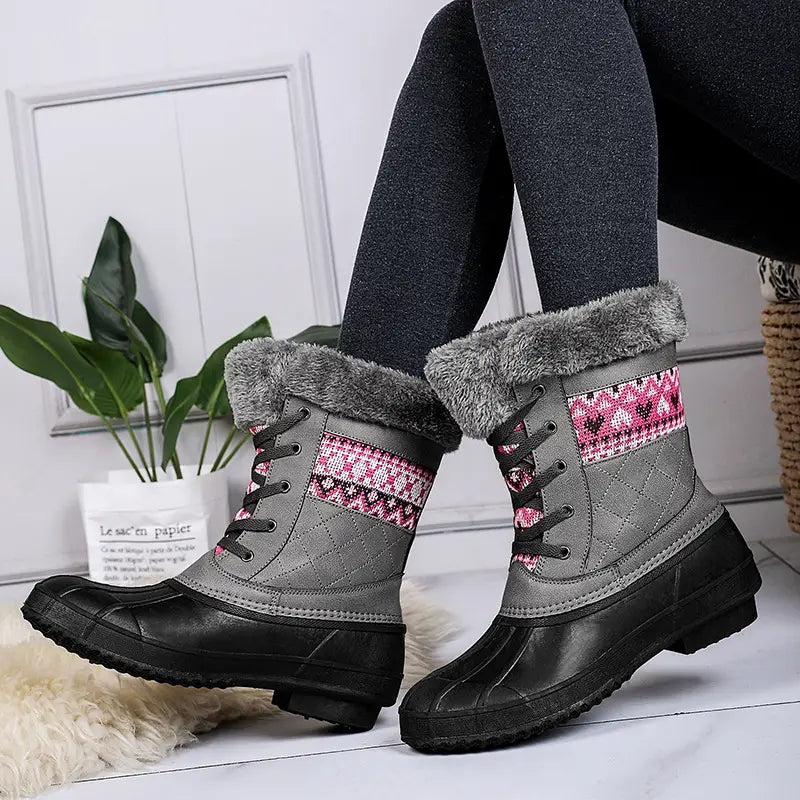 Winter High-top Hiking Shoes Women Non-slip Plus Velvet