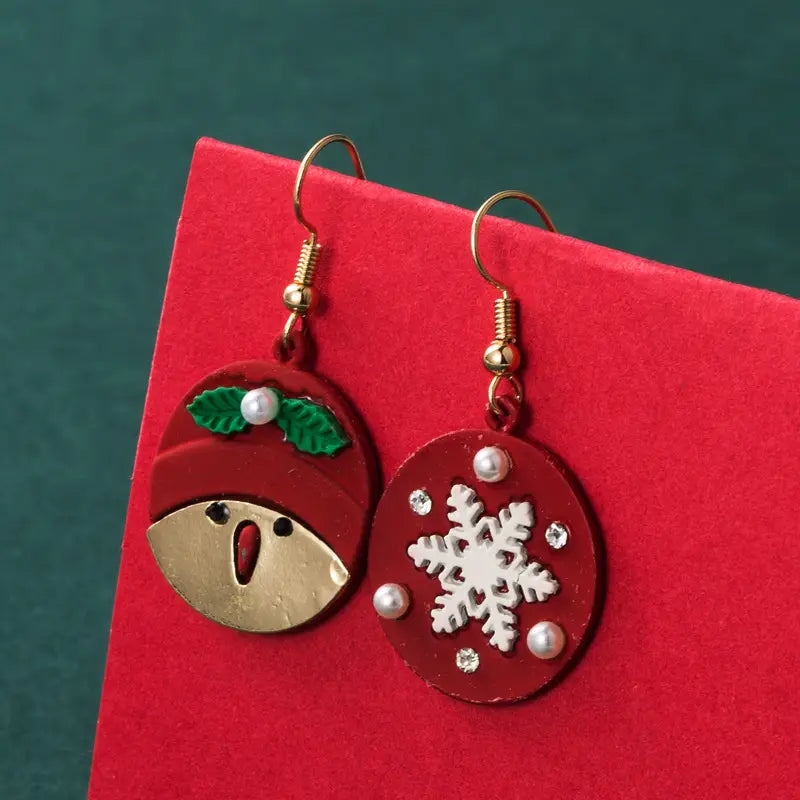 Lovemi - Weihnachtsserie Weihnachtsmann-Schneeflocken-Elch-Ohrringe