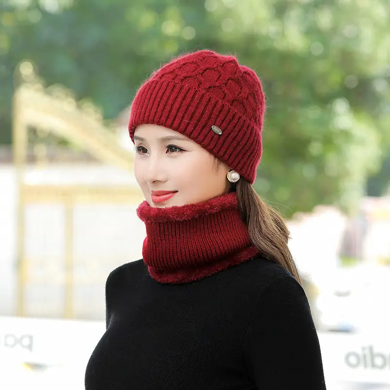 Lovemi - Women’s Fleece Warm Wool Hat Scarf Suit