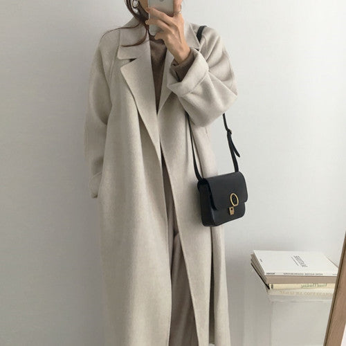 Lovemi - Double-sided woolen mid-length loose and lazy