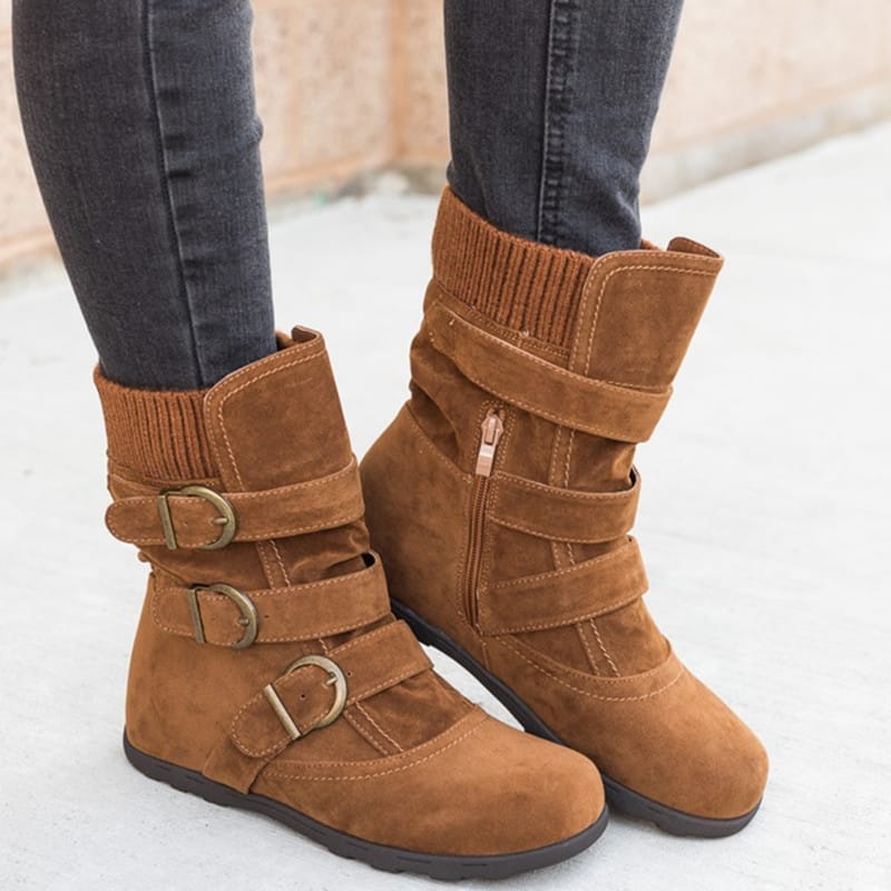 Flat large size short boots women thick cotton boots