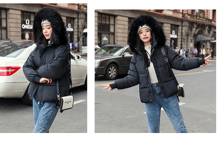 Lovemi - Large Fur Collar Thick Padded Jacket Down Women