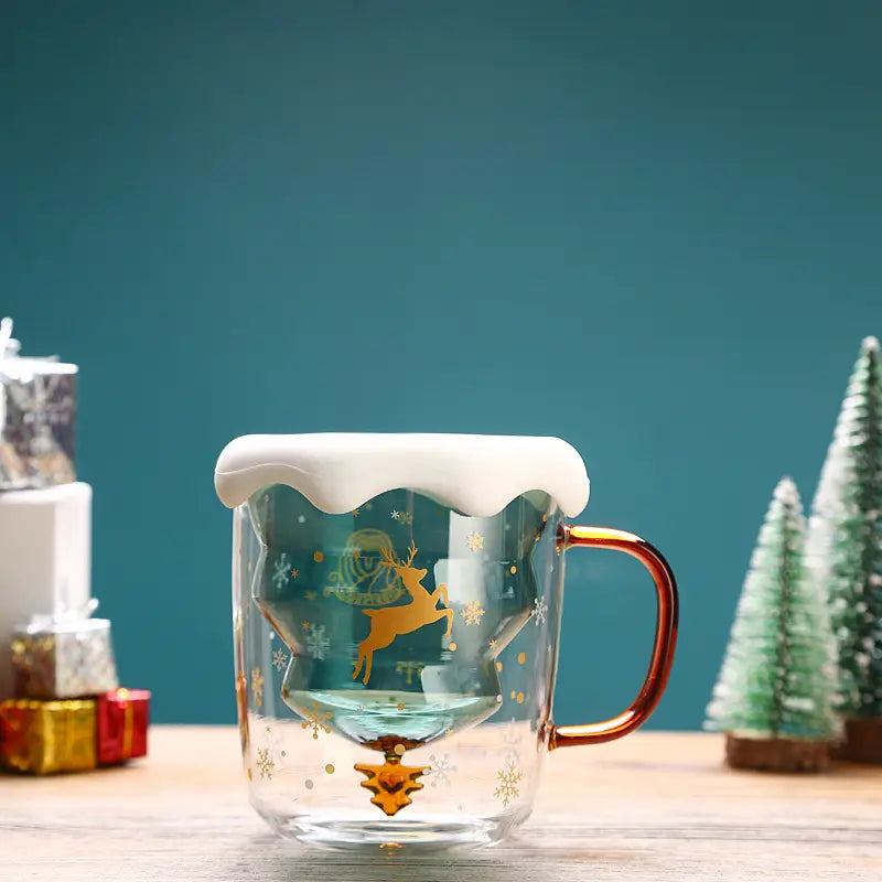 Lovemi - High Borosilicate Christmas Tree Double Glass Water