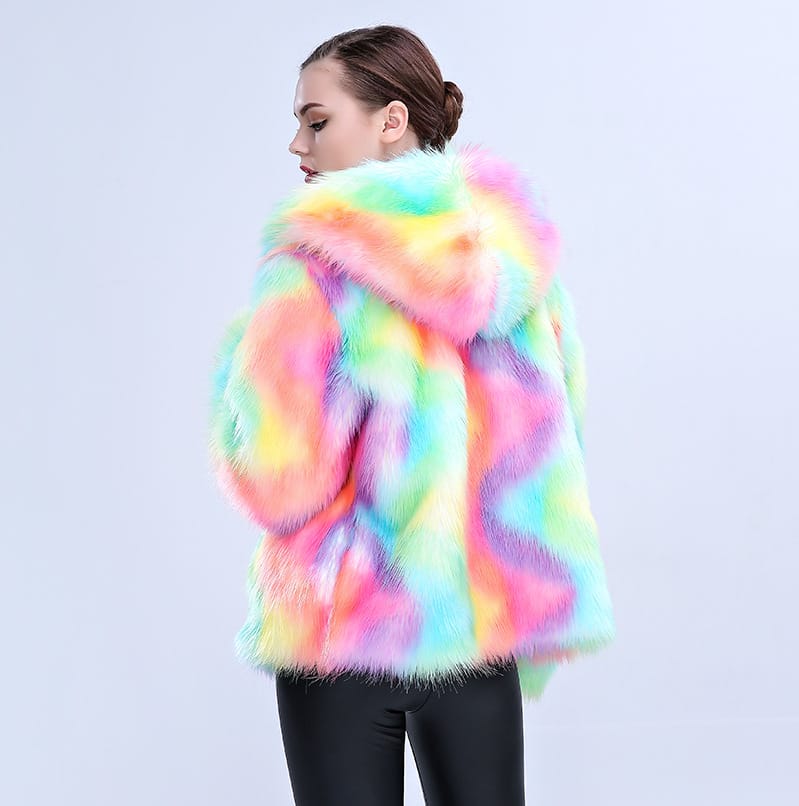 Lovemi - Colored Fox Fur Thicken Warm Fur Coat