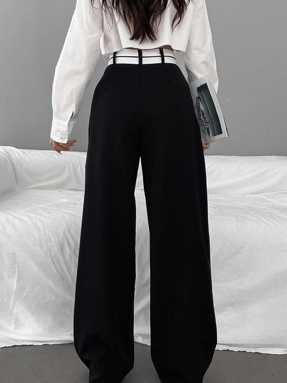 Lovemi - Pantalon de costume couleur Commuter Vadrouille drapée décontractée pour femme