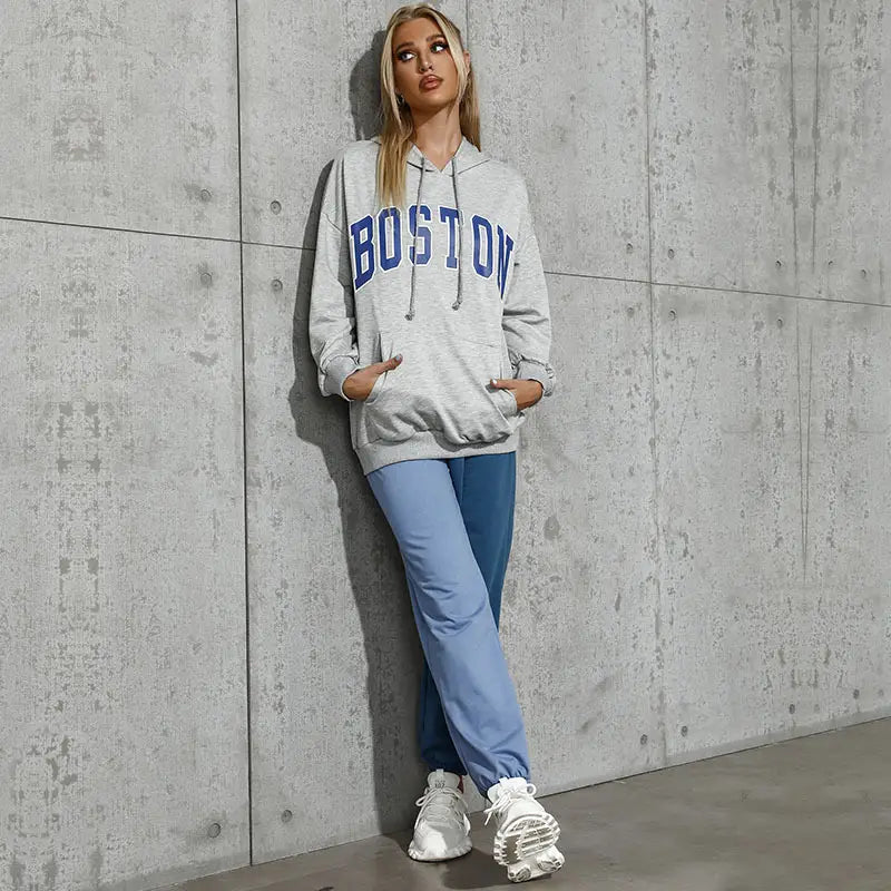 Lovemi - Casual Hooded Trendy Letter Sweater