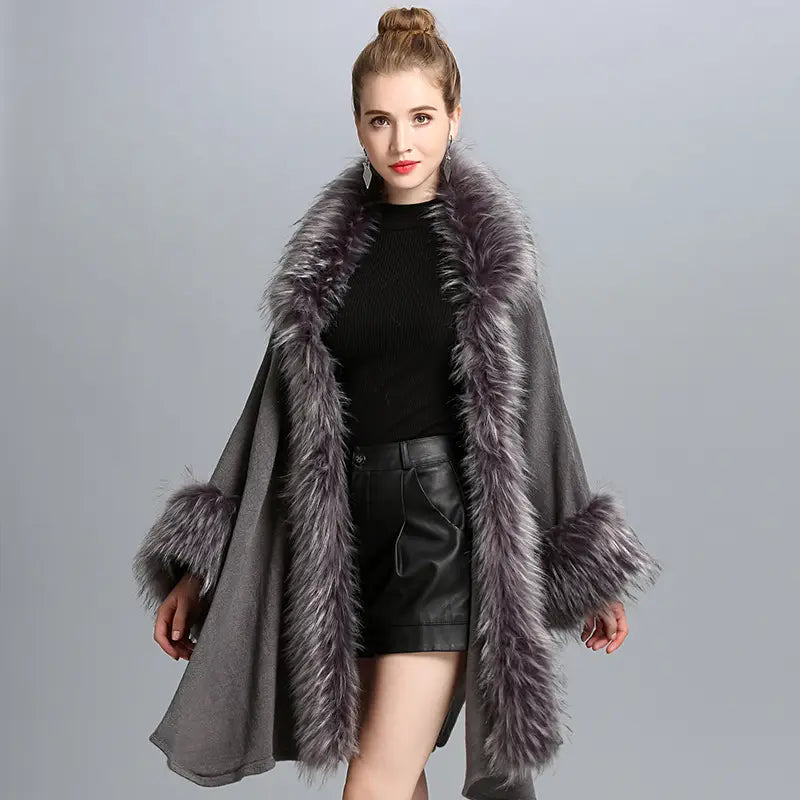 Lovemi - Faux Fur Cape Cape Women’s Coat