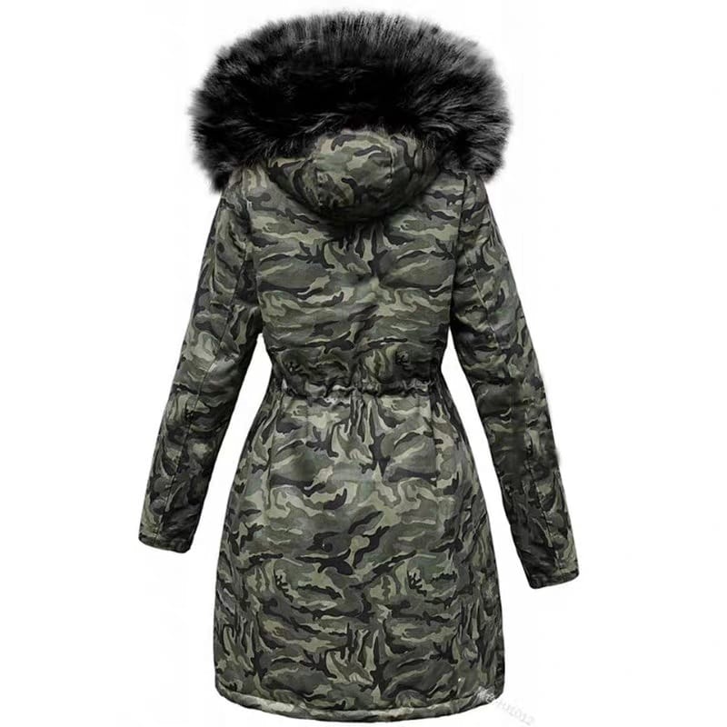 Lovemi - Plush Thick Coat Loose Big Fur Collar Mid-length