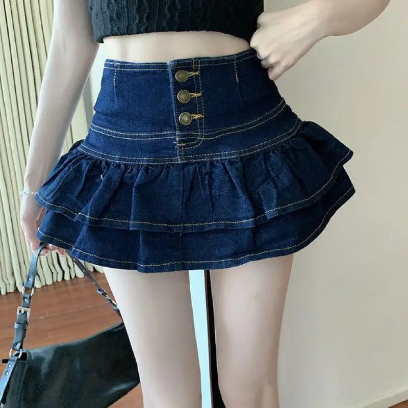 Hot Girl Pure Denim Skirt Women’s Summer Anti-exposure