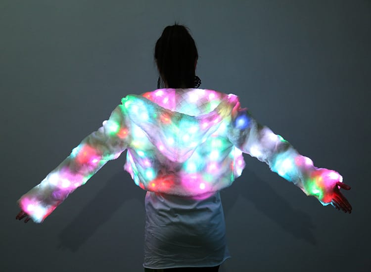 Lovemi - Halloween Bunte LED-Beleuchtung Kleidung Jacke Faux