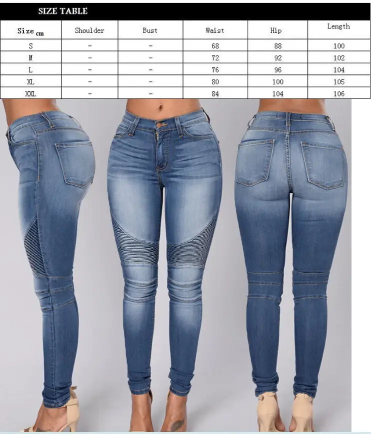 Lovemi – Damen-Stretch-Jeans mit schmalen Falten und Nähten an den Füßen