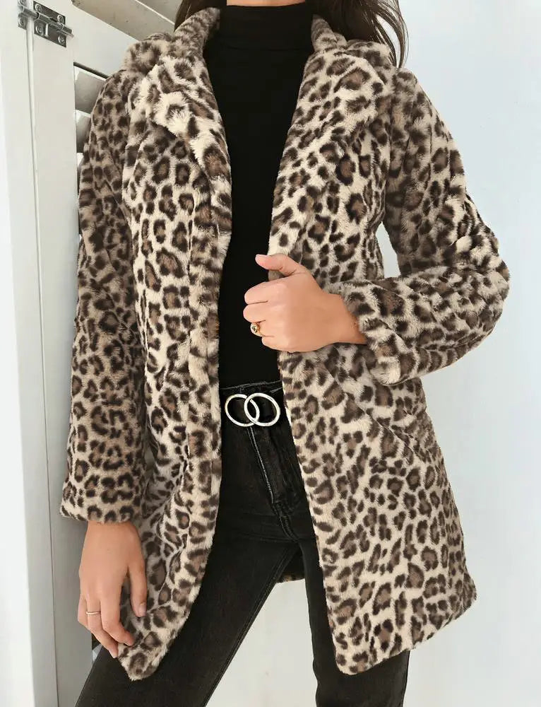 Lovemi - Lapel cardigan plush slim-fit coat