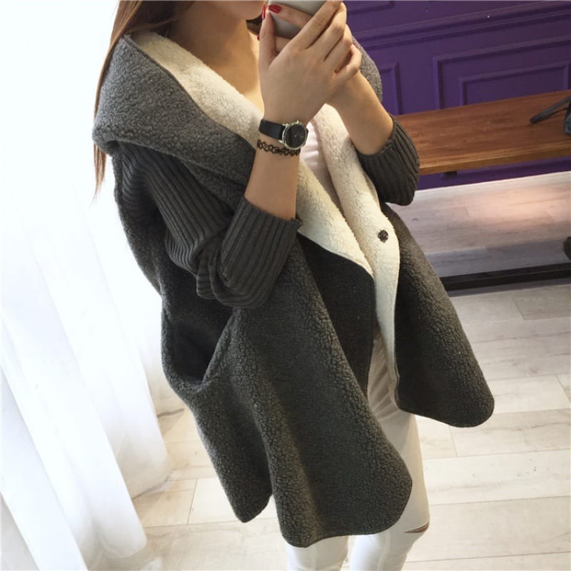 Lovemi - Lambs Wool Plus Size Loose Sweater Cardigan
