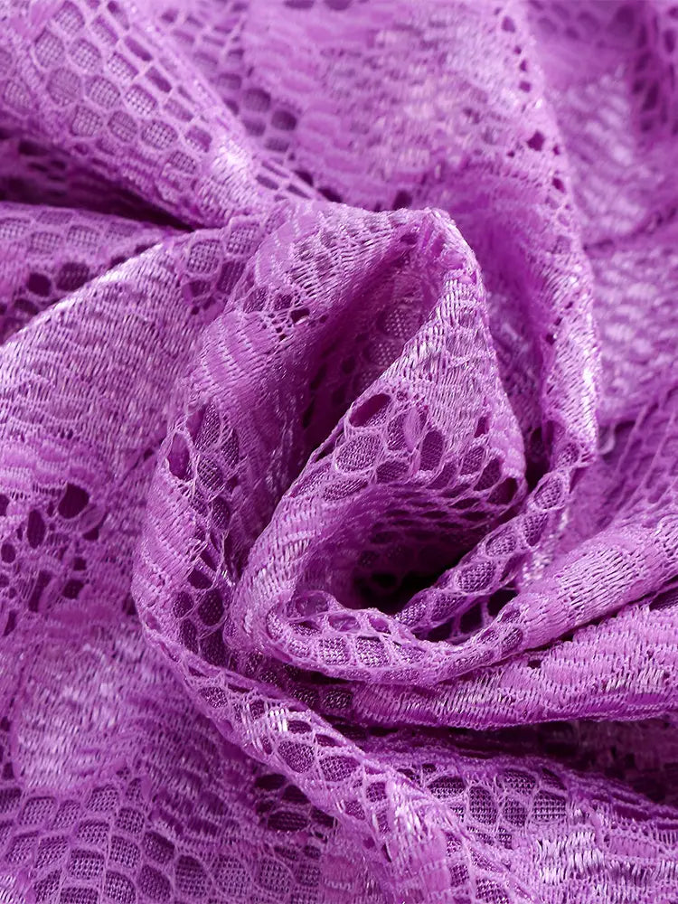 Lovemi - Sexy Women Lace Embossing V-Neck Pure Color Half
